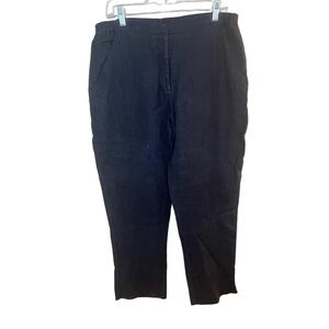 FLAX Flood Linen Pants Womens Size S Black Relaxed Fit Elasticated Waist Pockets